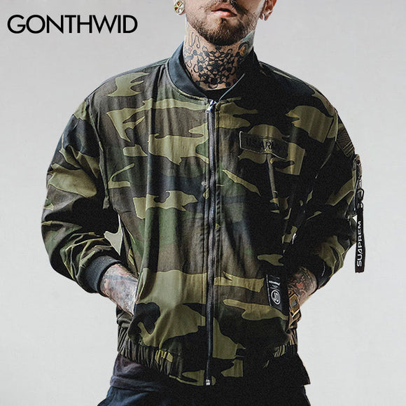 GONTHWID 2017 Mens Camouflage Bomber Jackets Men's