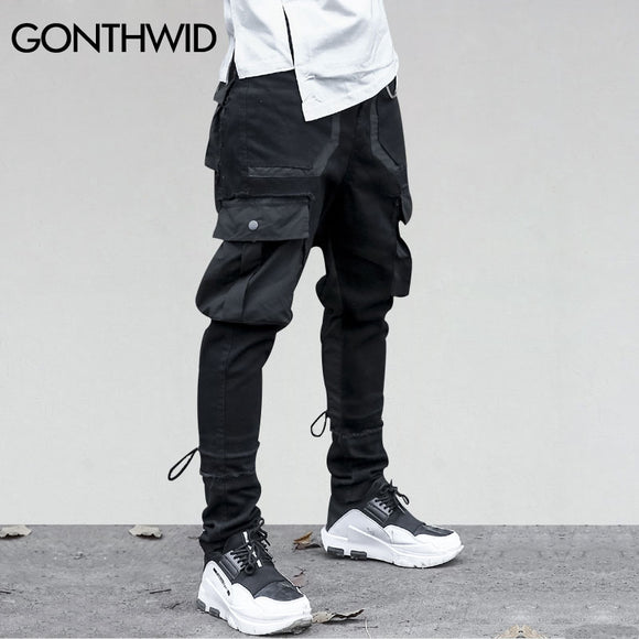 GONTHWID Side Pockets Harem Pants Mens Hip Hop