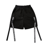 GONTHWID Side Ribbon Elastic Waist Drawstring Shorts Mens