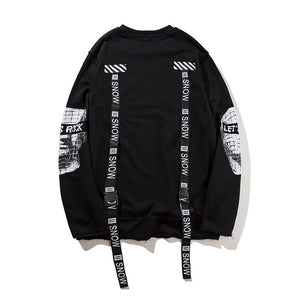 GONTHWID Back Ribbon Pullover Hoodies Men