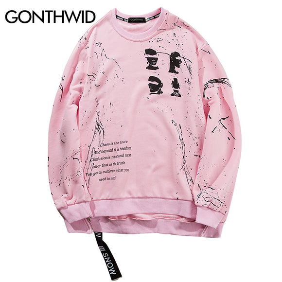 GONTHWID Side Zipper Ribbon Hoodies