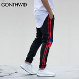 GONTHWID Color Block Patchwork Stripe Harem Pants Mens