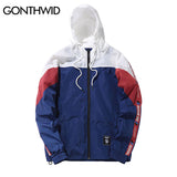 GONTHWID Color Block Patchwork Windbreaker Hooded Jackets