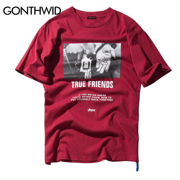 GONTHWID Hip Hop Hands Printed Short Sleeve T Shirts 2018