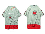 GONTHWID Embroidery Lips Graffiti Printed T Shirts Hip Hop