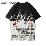 GONTHWID Social Reality Printed Short Sleeve T Shirts Hip Hop