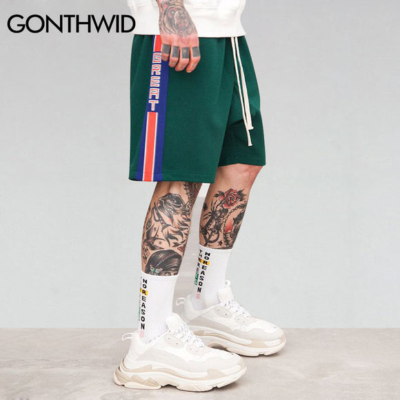 GONTHWID Side Panel Print Color Block Patchwork Shorts 2018